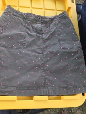 Women’s Olive Skirt with Pink Polka Dots